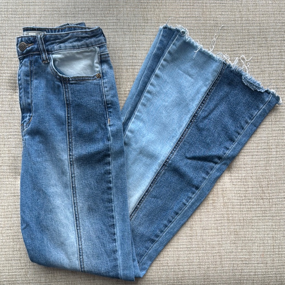 Blue Flare Wide Leg Jeans